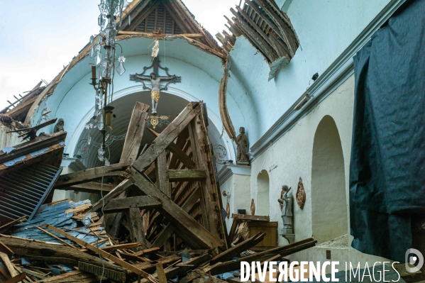 Le clocher de l’église de Valailles arraché par l’orage