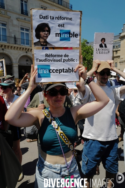 Manifestation contre la reforme de l’audiovisuel public