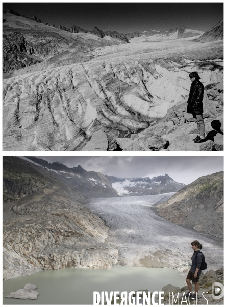 La grande fonte dans la montagne