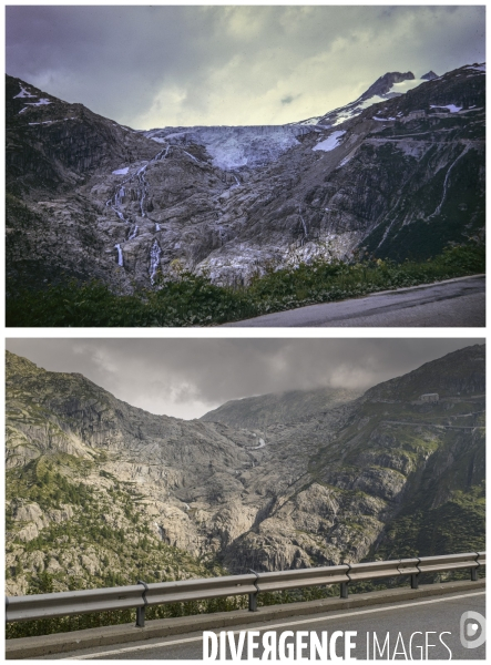 La grande fonte dans la montagne
