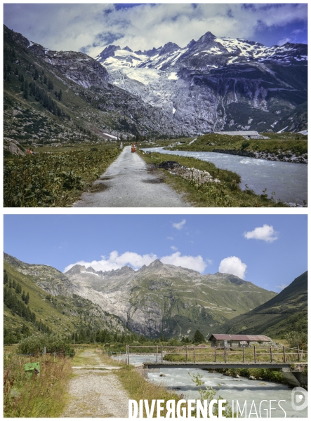 La grande fonte dans la montagne