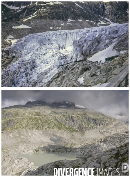 La grande fonte dans la montagne