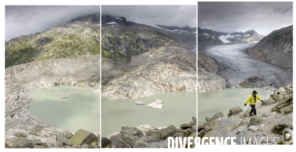 La grande fonte dans la montagne