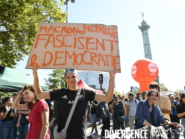 Mobilisation contre le gouvernement Lecornu, à l appel des syndicats le 18 septembre à Paris.