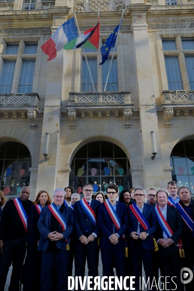 Pavoisement de la mairie de Saint Denis aux couleurs de la Palestine
