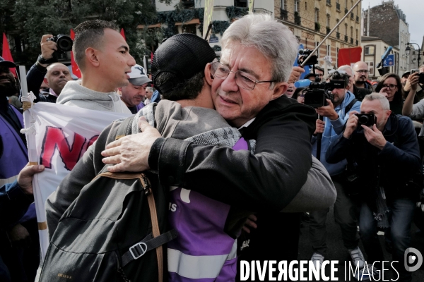 Jean Luc Melechon à la manifestation de l intersyndicale