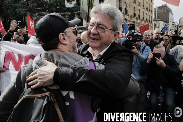 Jean Luc Melechon à la manifestation de l intersyndicale
