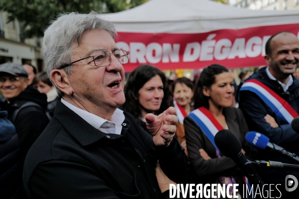 Jean Luc Melechon à la manifestation de l intersyndicale
