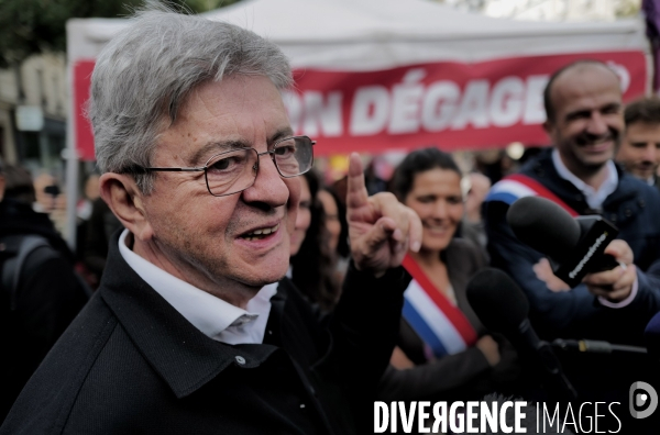 Jean Luc Melechon à la manifestation de l intersyndicale
