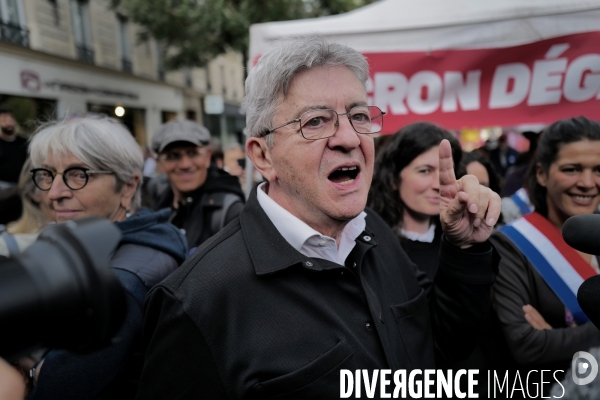 Jean Luc Melechon à la manifestation de l intersyndicale