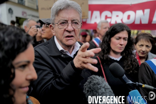 Jean Luc Melechon à la manifestation de l intersyndicale