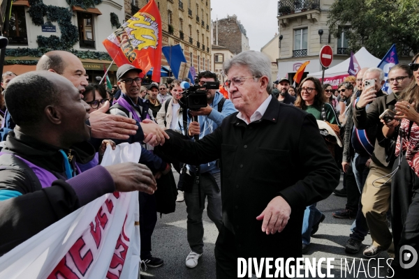 Jean Luc Melechon à la manifestation de l intersyndicale
