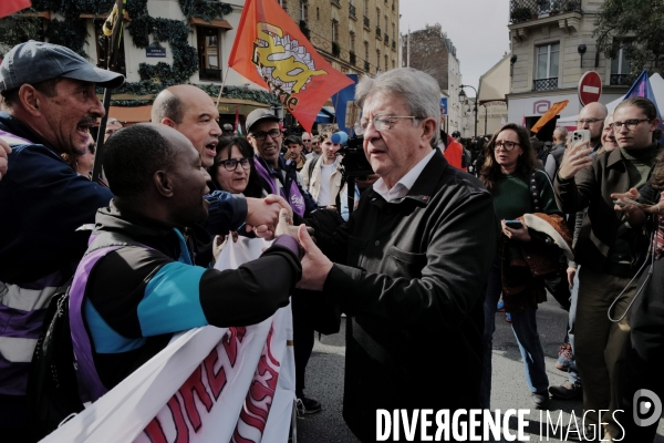 Jean Luc Melechon à la manifestation de l intersyndicale