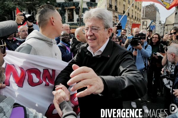 Jean Luc Melechon à la manifestation de l intersyndicale