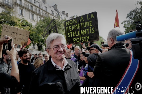 Jean Luc Melechon à la manifestation de l intersyndicale