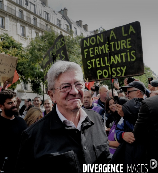 Jean Luc Melechon à la manifestation de l intersyndicale