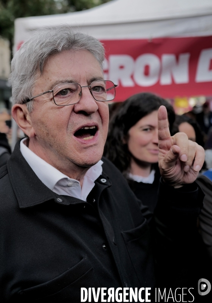 Jean Luc Melechon à la manifestation de l intersyndicale