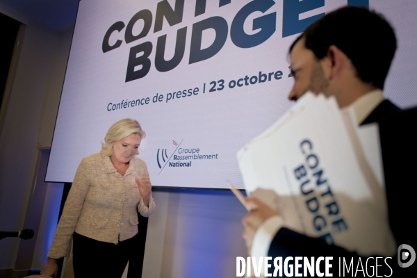 Conférence de presse de marine le pen et jean philippe tanguy sur le contre budget du RN