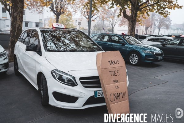 Greve des taxis a Dijon contre la convention tarifaire de la CNAM