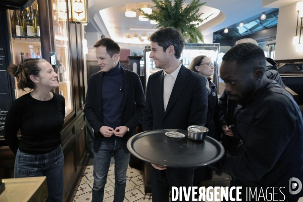 Elections municipales de Paris 2026/ Déambulation de Gabriel ATTAL et Pierre Yves BOURNAZEL