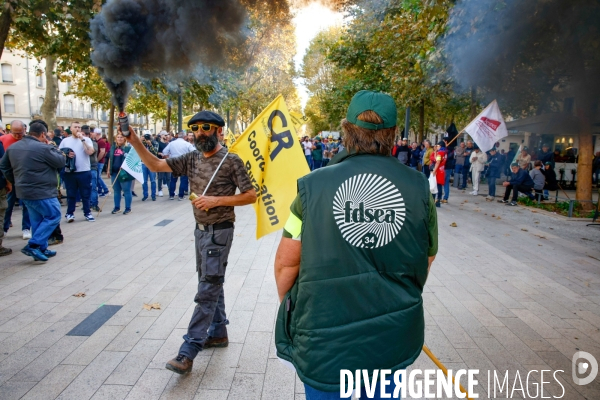 Manifestation viticulteurs et agriculteurs en détresse a béziers