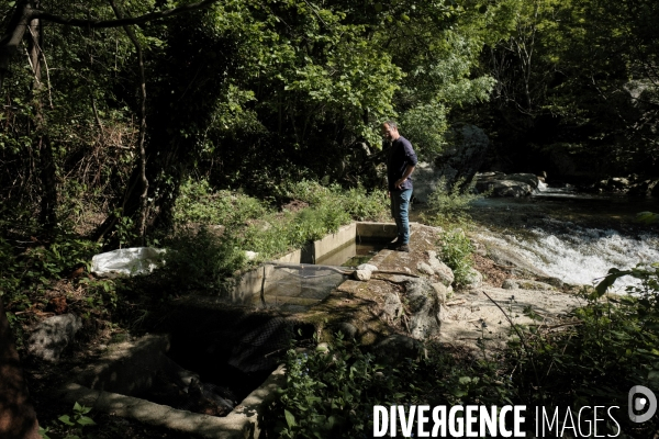 L exploitation de Christel Salles , producteur de pommes Reinette bio dans les Cévennes.