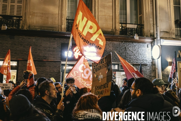 Rassemblement militant contre la Nuit du bien commun aux Folies Bergere