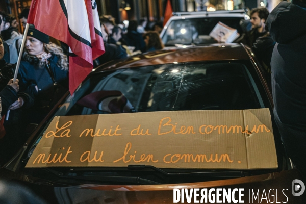 Rassemblement militant contre la Nuit du bien commun aux Folies Bergere