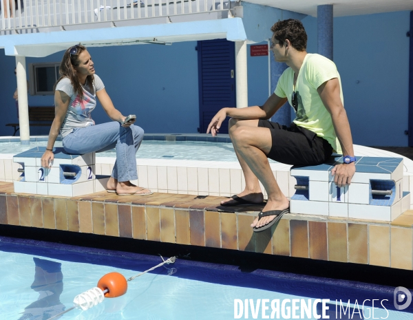 Florent et Laure Manaudou au Cercle des Nageurs de Marseille.