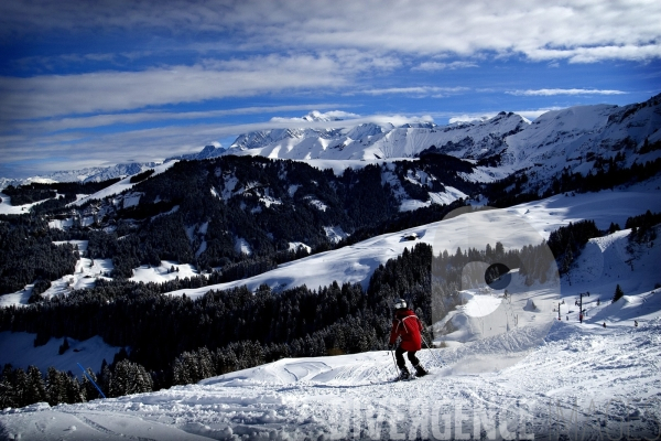 Mont Blanc et skieuse