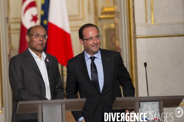 Moncef Marzouki reçu à l Elysée par François Hollande