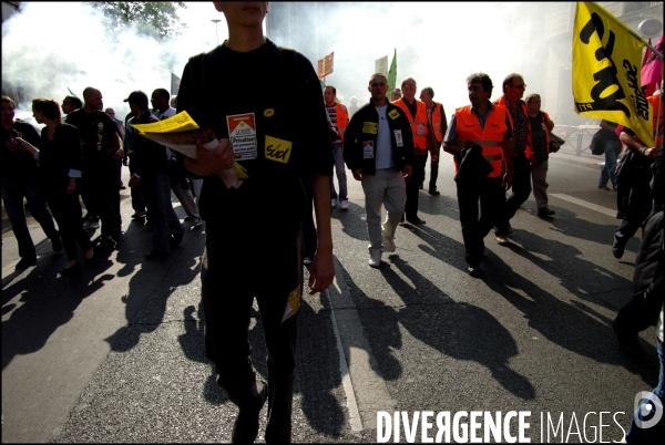 Manifestation du personnel de La Poste, à Paris le 22 septembre 2009.