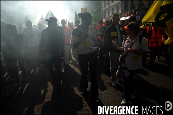 Manifestation du personnel de La Poste, à Paris le 22 septembre 2009.