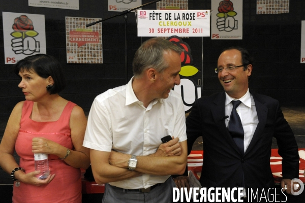 Francois hollande a cahors, tulle et a la fete de la rose de clergoux