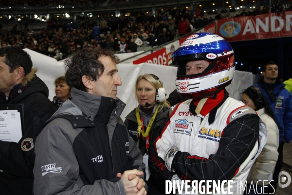 Alain PROST gagne la Super Finale du Trophée Andros au Stade de France.