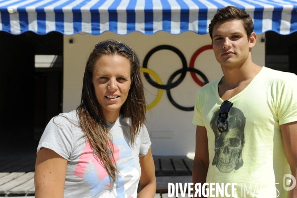 Florent et Laure Manaudou au Cercle des Nageurs de Marseille.