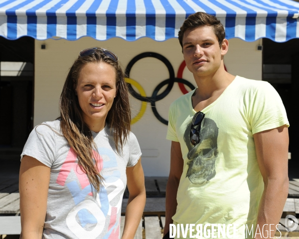 Florent et Laure Manaudou au Cercle des Nageurs de Marseille.