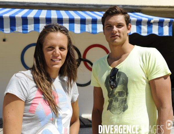 Florent et Laure Manaudou au Cercle des Nageurs de Marseille.