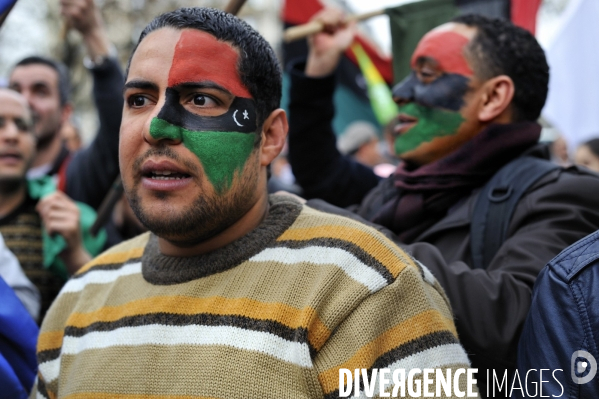 Manifestation de libyens en soutien aux leurs au pays.