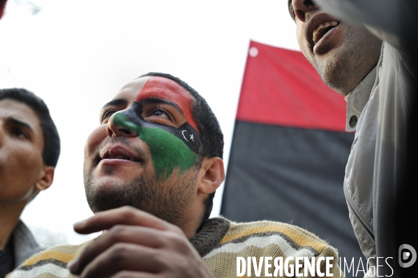 Manifestation de libyens en soutien aux leurs au pays.