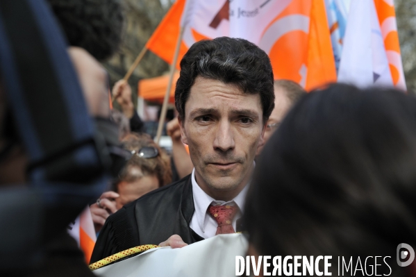 Magistrats et personnels de justice en coleres.
