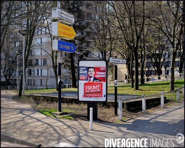 Affiches de Jean-Luc Mélenchon à Bobigny.