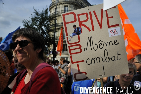 Manifestation de l enseignement du public et du prive.