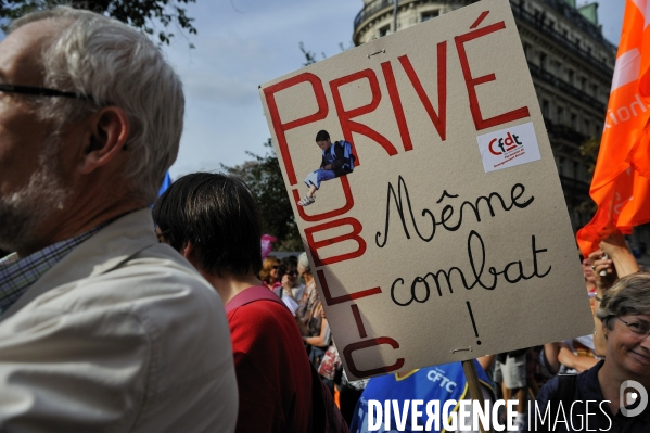 Manifestation de l enseignement du public et du prive.