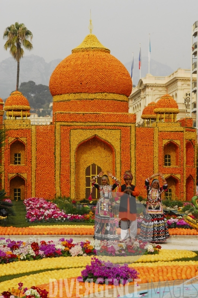 L Inde invite d honneur de cette 74 ieme Fete du Citron inauguree par le Prince Albert II de Monaco