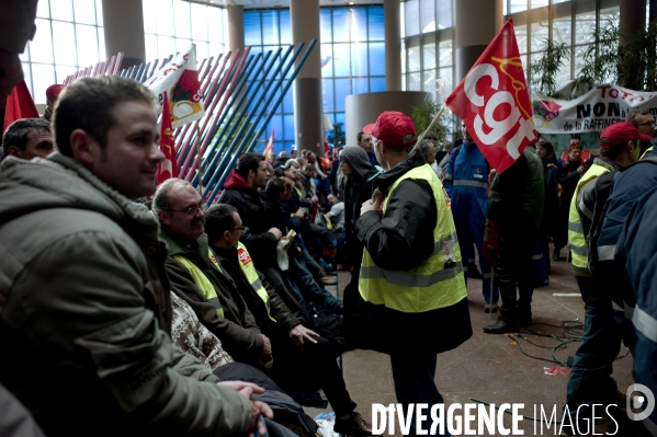 Manifestation des salariés de la raffinerie Total de Dunkerque.
