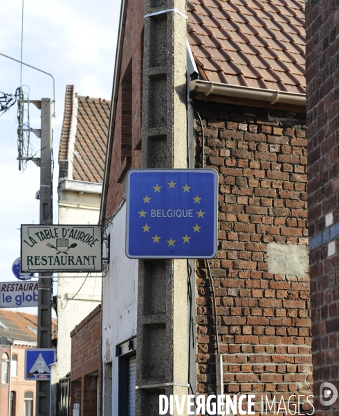 La frontière Belge entre Neuville en Ferrain (France) et Mouscron en Belgique