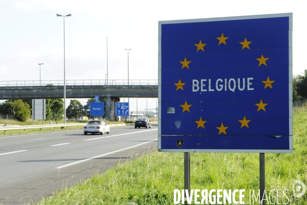 La frontière Belge entre Neuville en Ferrain (France) et Mouscron en Belgique