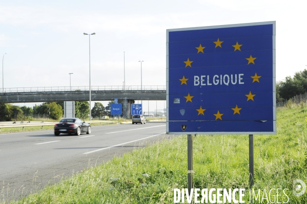 La frontière Belge entre Neuville en Ferrain (France) et Mouscron en Belgique