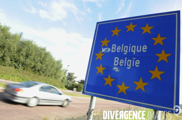 La frontière Belge entre Neuville en Ferrain (France) et Mouscron en Belgique